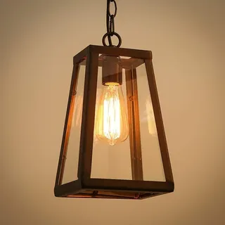 COJJ Hängelampen Außen Pendelleuchte Schwarz Retro IP44 Decken Vintage Industrielle Eisen+Glas Wandleuchte Regendichte Wasserdichte Pavillon Villa Loft Kronleuchter Aussenleuchte...
