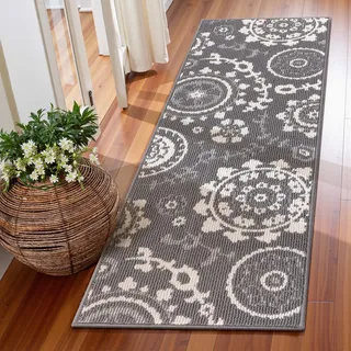 Homodeco Langer Teppich Läufer Flur rutschfest, Kurzflor Schlingenflor Flurteppich Läufer Lang Flurläufer Modern, Küchenteppich Waschbar, Teppichläufer für Flur, Wohnzimmer, Küche, Grau, 50 x 150 cm