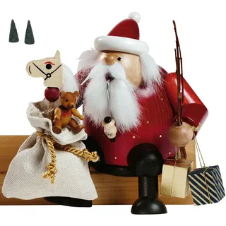 KWO Olbernhau 21608 Räuchermännchen Kantenhocker Weihnachtsmann mit Geschenken BxTxH= 13x13x15cm NEU