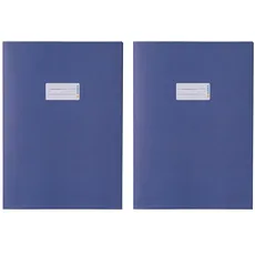 HERMA 5533 Heftumschlag A4 Papier Blau, Hefthülle mit Beschriftungsfeld aus kräftigem Recycling Altpapier & satten Farben, Heftschoner für Schulhefte, farbig (Packung mit 2)
