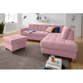 sit&more Ecksofa »Picasso L-Form« wahlweise mit Bettfunktion und Bettkasten, rosa
