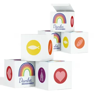 Papierdrachen - 12 Geschenk-Schachteln zum Befüllen - ideales Gastgeschenk - Give-Away-Box - in der Größe 5x5x5cm - Regenbogen - Set 2
