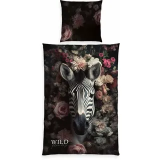 Herding Wild Flowers Zebra Mehrfarbig 135 x 200 cm + 80 x 80 cm