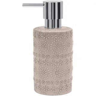 Spirella Seifenspender Relief | Flüssigseifen-Spender | Porzellan | 300ml | Langliebig und Robust | Beige, Distributeur de Savon