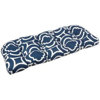 Pillow Perfect Innen- und Außen-Kissen Sitzkissen - Zweiersofa, aufgebauscht 44" x 19" blau