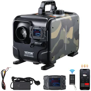 VEVOR 5-8KW Dieselheizung 12 V / 24 V All in One Diesel-Luftheizung mit Bluetooth-App & Fernbedienung & Anzeigebildschirm & CO-Alarm, schnell aufheizende horizontale tragbare horizontale Dieselheizung