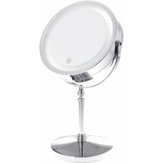 Dimmbar LED Kosmetikspiegel 7x Vergrößerung, Touch Schminkspiegel Beleuchetet Make-up Rasieren Doppelseitiger Rasiersipegel Tischspiegel Badezimmerspiegel, Echtes Verchromtes Metall, TKD3144N-7x