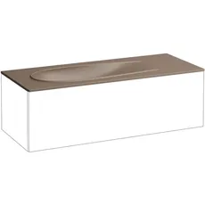 Laufen Il Bagno Alessi Aufsatzwaschtisch, ohne Hahnloch, mit Überlauf und Ablaufventil, 120x50cm, H817979, Farbe: Kaffee matt