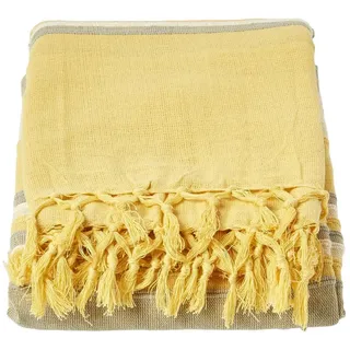 Homescapes Überwurf Morocco 225/255 cm, 100% Baumwolle gestreift , Gelb , Textil , Gestreift , Rechteckig , 225x255 cm , Oeko-Tex® , Heimtextilien, Bettwäsche & Leintücher, Tagesdecken
