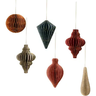 NICROLANDEE Weihnachtsdekorationen, 6 Stück 3D Mini Weihnachts Papier Ornamente mit Glitzerrand, Weihnachten Hängende Ornamente Deko für Weihnachtsbaumdekoration, Weihnachtsfeiern, Neujahrsdekoration