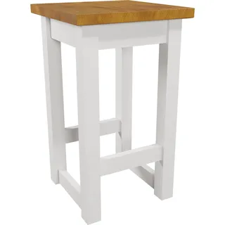 Rustikaler 60 cm | Eiche Teakholz Hocker Sitzhocker Holzhocker Blumenhocker Beistelltisch Deko