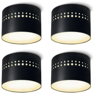 linovum SUNEVA Aufbauspot schwarz flach indirekte Beleuchtung Downlight Spot LED 230V - kleiner Aufputz Deckenspot warmweiß 8W