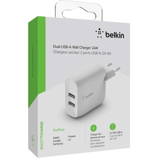 Belkin BoostCharge Dual USB-A Netzladegerät 24W weiß (WCB002vfWH)