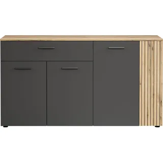 trendteam Wohnen Esteban Sideboard, Anthrazit Melamin Evoke Oak Melamin, B/H/T: 150/83/42 cm - Grau
