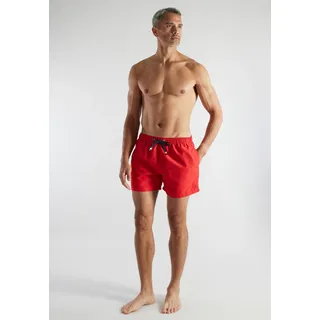 Badeshorts BUGATTI, Herren, Gr. 5, N-Gr, rot (rot, mittel, uni), Popeline, Polyester, unifarben, Badehosen Badeshorts, basic, mit Kordelzug, bequem
