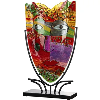 Dekovase GILDE "Bodenvase oval Samos pink H. 49 cm", pink, B:30cm H:49cm T:10,5cm, Glas, Vasen, Dekovase