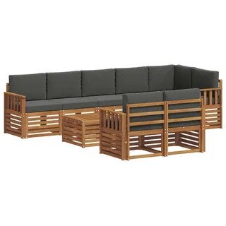 vidaXL Outdoor-Sofagarnitur 9 stk. Natur und Anthrazit Polyester - Weiß