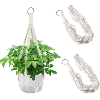 FerraDrend 2 Stück Blumenampel Makramee Pflanzenaufhänger,50 cm Pflanzenampel Hängend,Hängekorb Pflanzen,Blumen Ampel Hängend,Hängeampel Pflanzen für Innen Außen Garten Wohnzimmer Balkon Fenster