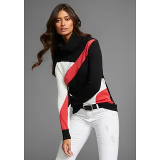 Laura Scott Strickpullover mit Rollkragen und Colorblock Design, schwarz