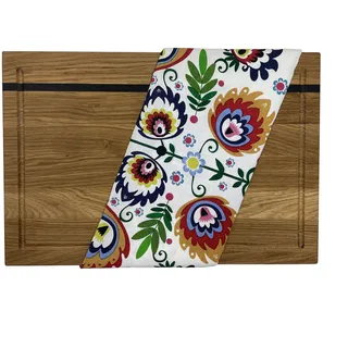 Premium Diamond Villa Schneidebrett Eiche Groß Massiv - Elegantes Hackbrett - 45 x 30,5 x 2 cm