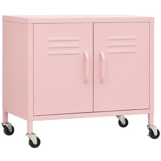 vidaXL Rollschrank mit 2 Fächern, 60/35/56 cm, aus Stahl, in Rosa , Pink , Metall , 1 Fächer , 35x56x60 cm , Büromöbel, Schreibtischcontainer, Rollcontainer