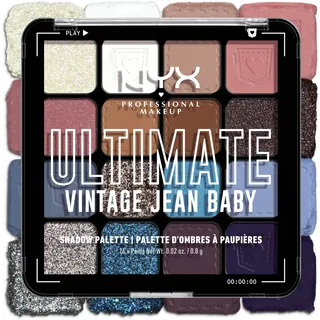 NYX Professional Makeup Lidschattenpalette mit 16 Farbtönen, Intensives und langanhaltendes Finish, Vegane Formel ohne Inhaltsstoffe tierischen Ursprungs, Ultimate Shadow, Farbton: Vintage Jean Baby