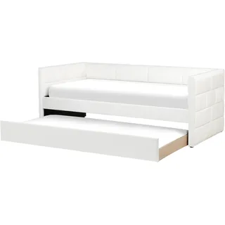 Beliani Tagesbett Cremeweiß Samtstoff mit Lattenrost 90x200 cm Ausziehbar Modern Ausziehbett für 2 Personen Gästezimmer Kinderzmmer Jugendzimmer, - Weiß