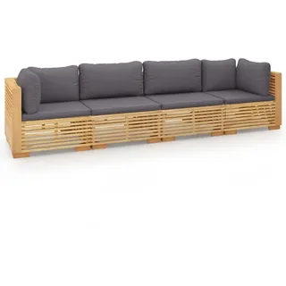 vidaXL 4-tlg. Garten-Lounge-Set mit Kissen Massivholz Teak - Braun