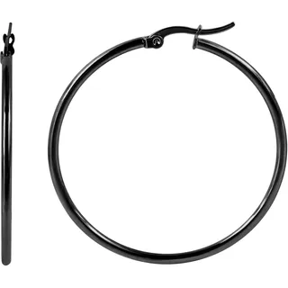 Paar Creolen ADELIA ́S "Damen Ohrringe ¿ Creole aus Edelstahl", schwarz, Ohrringe, Damen, Edelstahl, Paar Creolen