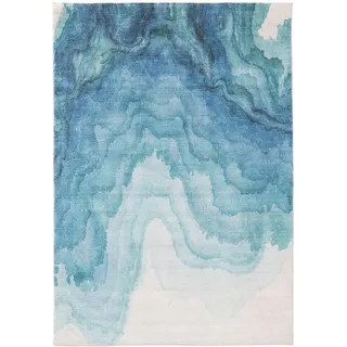 benuta pop Waschbarer Kurzflor Teppich Mara Blau 200x300 cm - Moderner Kurzflor-Teppich für Wohnzimmer