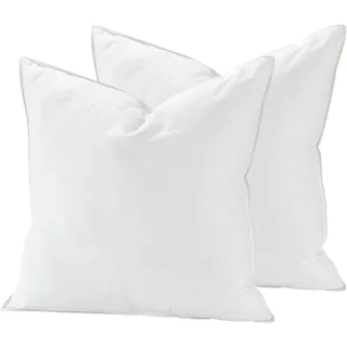 Deodar Daunenkissen Federkissen 80x80 | 2er Set | Für Allergiker Geeignet | 1KG Füllungen | 3 Kammer Atmungsaktiv Hotel Qualität Kopfkissen | Baumwollbezug | Waschbar | Öko-Tex RDS Zertifiziert