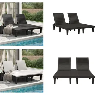vidaXL Doppel Sonnenliege Schwarz 155x138x83 cm Polypropylen - Sonnenliege - Sonnenliegen - Sonnenbett - Tagesbett - Schwarz