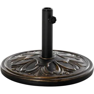 Outsunny Sonnenschirmständer 13 kg Ständer Schirm Ø35/Ø38/Ø48mm Kunststoff + Zement Antik Bronze Ø48 x 34 cm , 48x48 cm , Sonnenschutz, Sonnenschirmständer