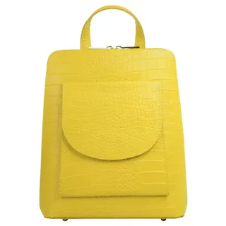 Cityrucksack CLUTY, Damen, Gr. B/H/T: 28cm x 23cm x 8cm, onesize, gelb, Leder, Rindsleder, Rucksäcke Cityrucksack, echt Leder, Made in Italy