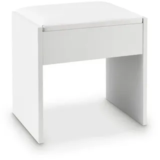 Juskys Hocker Melly weiß mit Sitzkissen ideal für Schminktisch , Weiß , Textil , 40x43x30 cm , Wohnzimmer, Sessel, Hocker & Hockerbänke, Sitzhocker