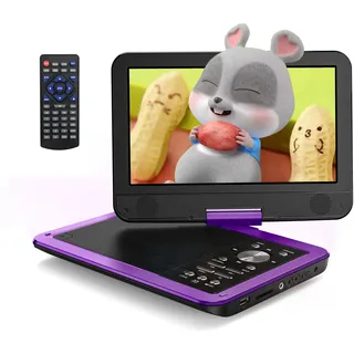 Yoton 12,5" Tragbarer DVD-Player Mit 10,5" HD-Schwenkbildschirm Für Das Auto, Mit Autoladegerät, Memory-Playback-Funktion, Unterstützt 4-6 Stunden Wiedergabe [Blu-ray Nicht Unterstützt]