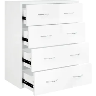 vidaXL Kommode mit 4 Schubladen 60x30,5x71 cm Hochglanz-Weiß