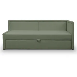 Selsey Polsterbett 91 x 205 cm Schlaffläche 82 x 189 cm Gepolstertes Bett Tagesbett Sofabett Jugendbett Robuster Stoff T30 Schaumstoff Ausziehbar Salbei Caprili