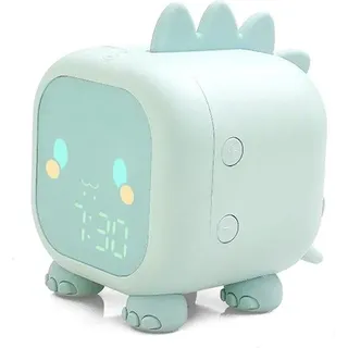 Kinderwecker mit LED-Dino - Nachtlampje mit Timer und Weckerfunktion - Elektrischer Wecker für Kinder - Türkis