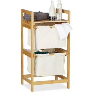 Relaxdays Wäschekorb , Multicolor , Holz, Textil , 37x73x33 cm , Haushalt & Kleinelektro, Wäschepflege, Wäschekörbe & Wäschetonnen