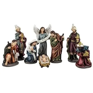 DRW Geheimnis Geburt 8 Stücke Klassik mit Könige, Engel, Harz, handbemalt, 22 cm hoch