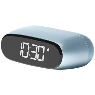 Lexon Minu Mini-Wecker, kompakt, mit LCD-Display, Touchscreen-Bedienung, Snooze-Funktion und Hintergrundbeleuchtung, wiederaufladbarer Akku, Aluminium-Finish – Hellblau