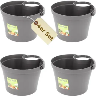 GarPet 4er Set Fallrohr Blumentopf Fallrohr Blumentopf für Regenrohr Regenrinne Säule Pfosten Abflussrohr Hängetopf Pflanztopf Pflanzgefäß Grau 22x22x15 cm