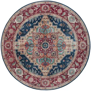 Nouristan Teppich »Sylla«, rund, 5 mm Höhe, Orientalisch, Orient, Vintage, Wohnzimmer, Schlafzimmer, Esszimmer blau