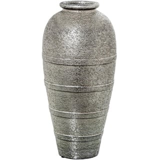 DRW Bodenvase aus Keramik, silberfarben, 26 x 26 x 60 cm