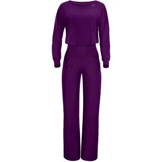 Winshape Damen Functional Comfort Jumpsuit JS101LSC, Comfort Style, Fitness Freizeit Yoga Pilates, Dark-Plum