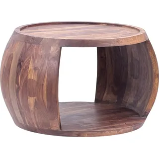 FineBuy Couchtisch Sheesham Massivholz rund 60 cm Wohnzimmertisch Ablagefach Landhaus