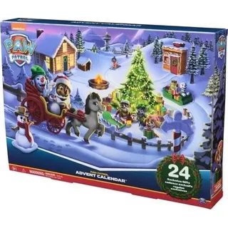 Adventskalender Paw Patrol, 24 Überraschungen, 7 Welpen Figuren, 6 Welpen Freunde, Spielelemente, Baumschmuck, Weihnachtsthema - Bunt