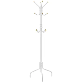 SONGMICS Garderobenständer, Kleiderbügel aus Metall mit 12 Haken, Garderobe, 4 Beine, Jackenständer für Mäntel, Hüte, Taschen, für Flur, Schlafzimmer, Büro, weiß RCR031W01
