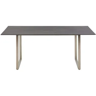 Amatio Gartentisch , Edelstahlfarben, Dunkelgrau , Metall, Kunststoff , rechteckig , Kufe , 90x68x158 cm , Gartenmöbel, Gartentische, Gartentische